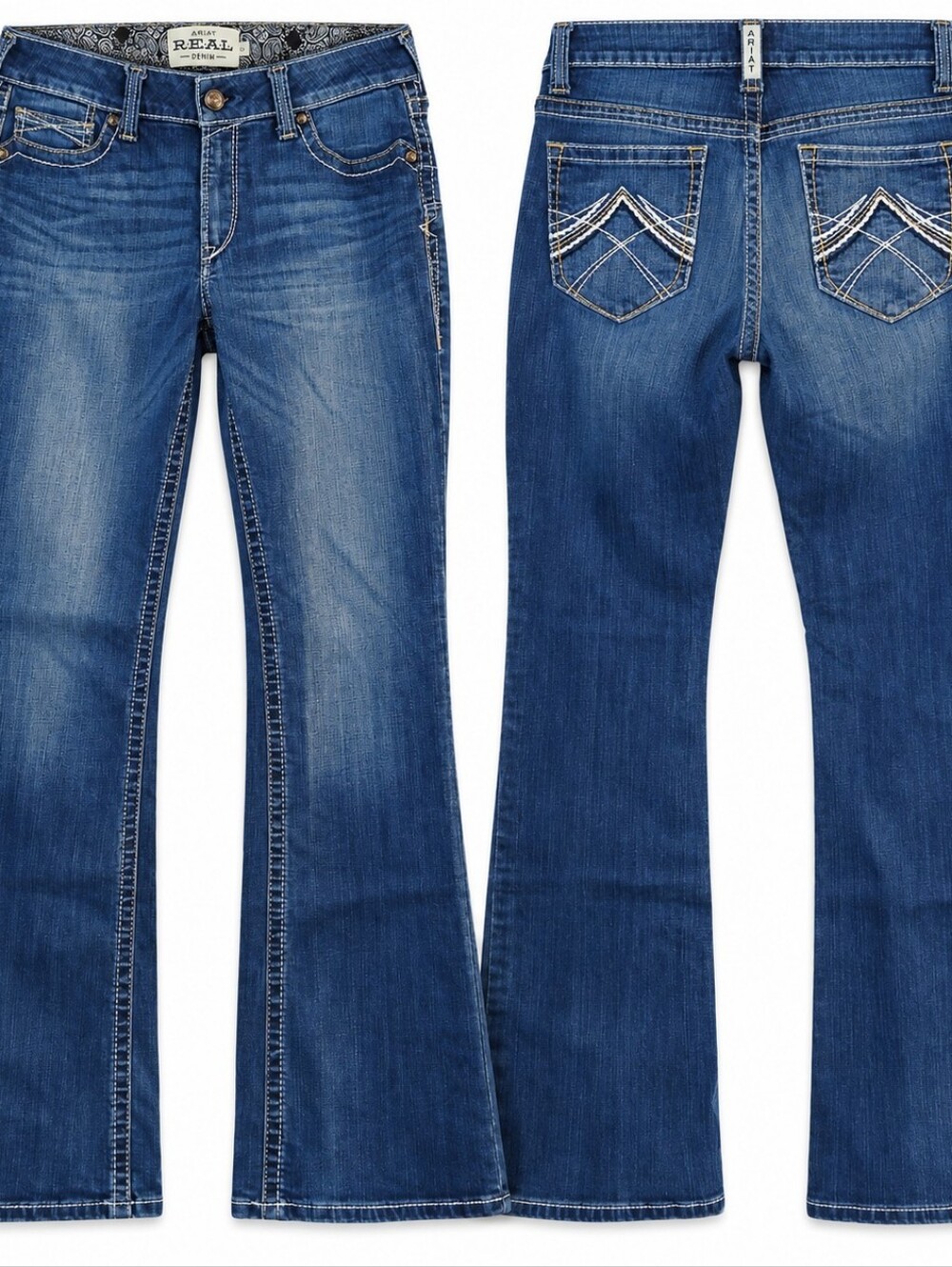 Ariat REAL Denim Womens Jeans 32R Bootcut Stretch Western Embroidered Pockets